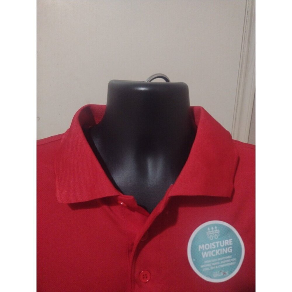 New NWT Men's Galaxy Size 3XL Solid Red Short Sleeve Polo Shirt Moisture Wicking - Picture 5 of 9